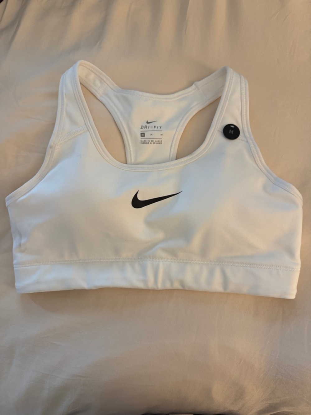 Nike White Sports Bra with Black Swoosh
